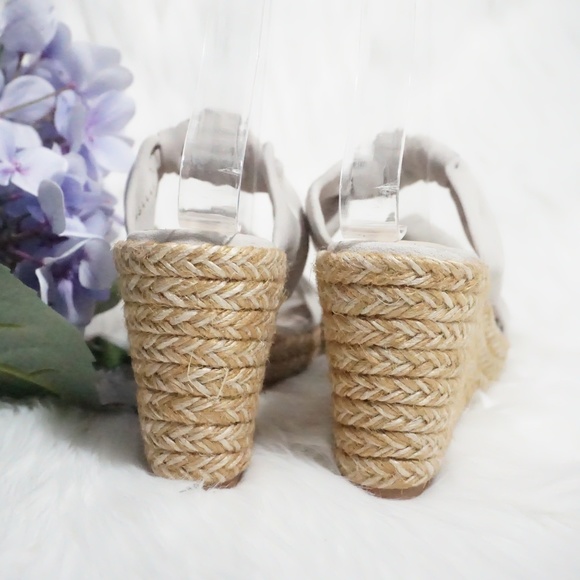 🆕STUART WEITZMAN Suede Espadrille Wedge Bow Gray - Picture 4 of 8